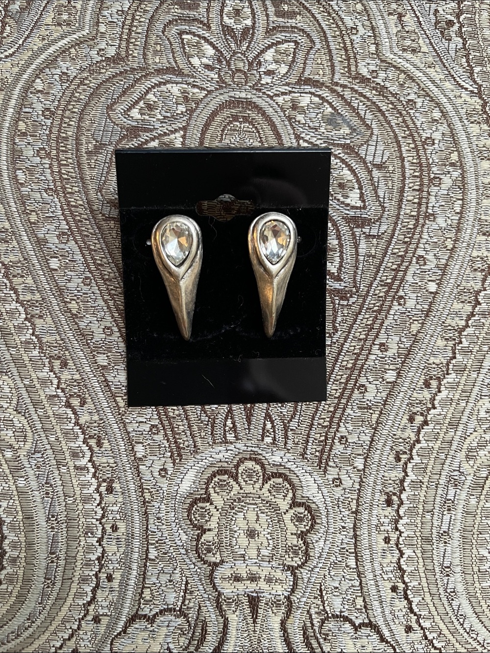 Elegant Tear Drop Silver Plated Crystal Stud Earrings